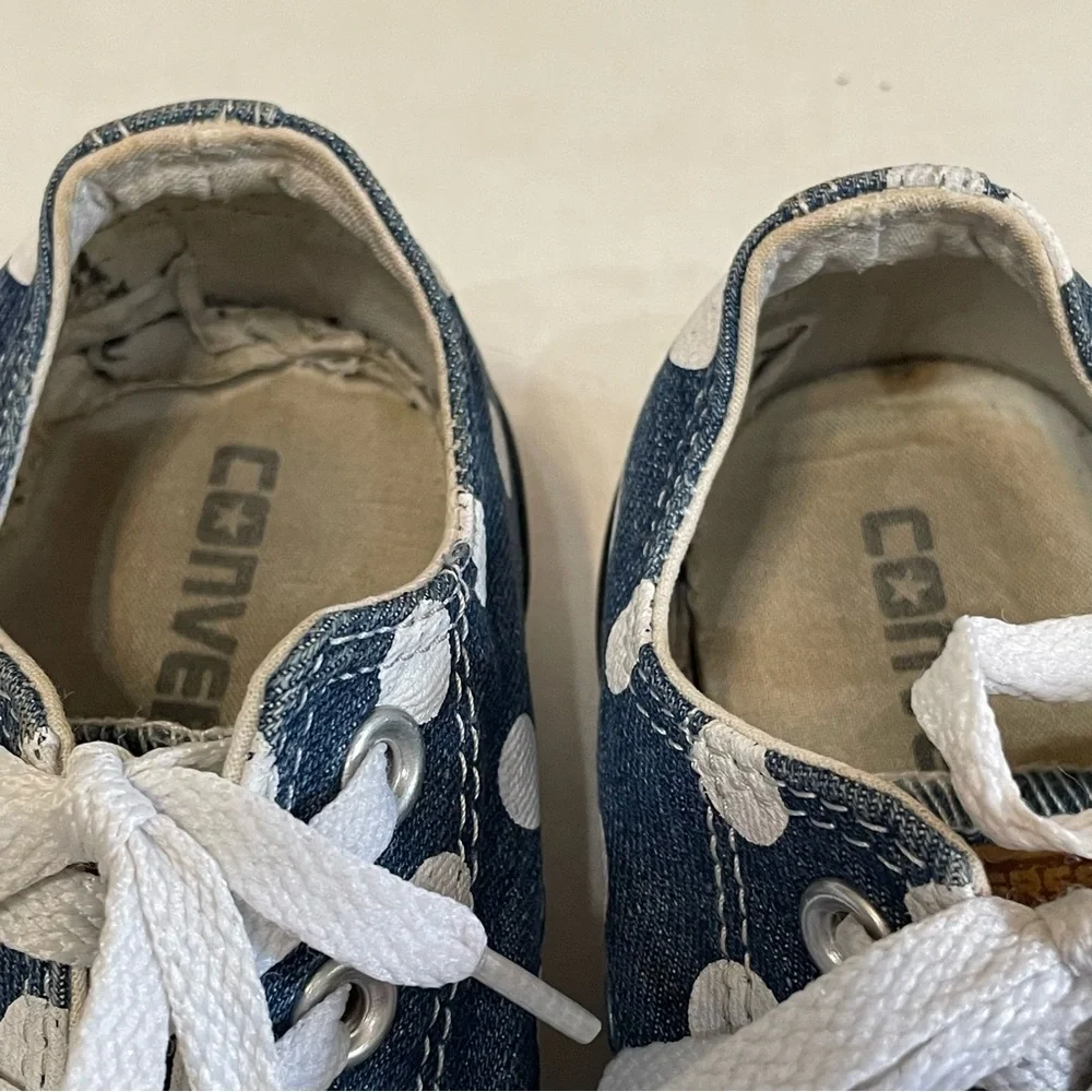 Converse All-Star Navy White Polka Dots Canvas Sneakers Shoes Unisex 4 (M) 6 (W) - Picture 7 of 8